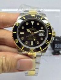Swiss Rolex Submariner 2-Tone Black Diamond Ceramic Bezel watch